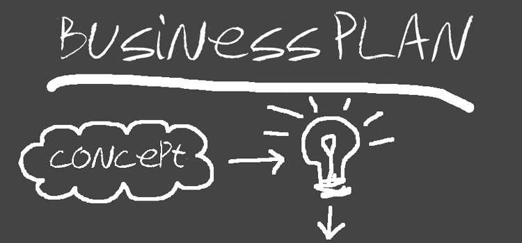 A simple business plan on a blackboard